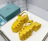 Женские сандалии Prada 2022 кожаные желтые