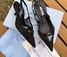 Женские туфли-лодочки Prada черные текстильные
