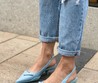 Женские туфли-лодочки Prada светло-голубые кожаные