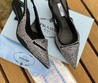 Женские туфли-лодочки Prada черные текстильные с серебристыми пайетками