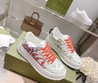 Кроссовки Gucci женские new collection белые кожаные с оранжевыми шнурками