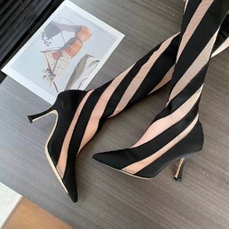 Женские сапоги Jimmy Choo бежевые с черным