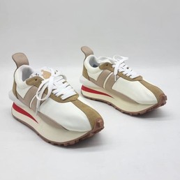 Женские кроссовки Lanvin 2022 белые с бежевым