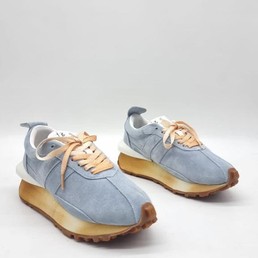 Женские кроссовки Lanvin 2022 серо-голубые замшевые