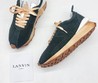 Женские кроссовки Lanvin 2022 зеленые замшевые