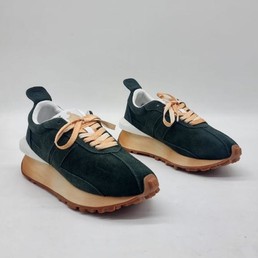 Женские кроссовки Lanvin 2022 зеленые замшевые