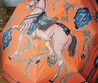 Зонт Hermes оранжевый с рисунком лошади