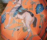 Зонт Hermes оранжевый с рисунком лошади