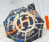 Зонт Hermes с логотипом черный с бежевым