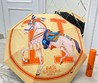 Зонт Hermes бежевый с оранжевым и иллюстрацией