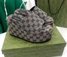 Женские босоножки Gucci New Collection на платформе серые с синим орнаментом