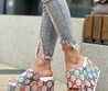 Женские босоножки Gucci New Collection на платформе бежевые с цветным орнаментом