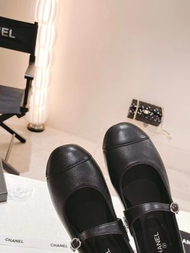 Женские балетки Chanel 2022 черные кожаные