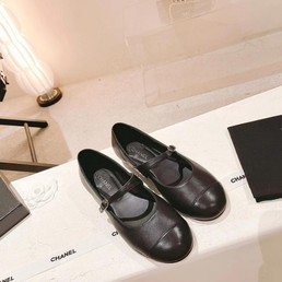 Женские балетки Chanel 2022 черные кожаные