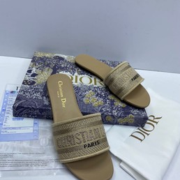 Женские шлепанцы Christian Dior бежевые