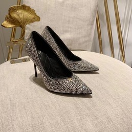 Женские туфли Balmain 2022 черные со стразами