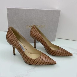 Женские туфли Jimmy Choo 2022 бежевые кожаные с текстурой