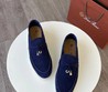 Женские лоферы Loro Piana 2022 замшевые фиолетовые
