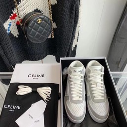 Женские кроссовки Celine 2022-2023 кожаные белые с серым