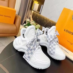 Кроссовки женские Louis Vuitton 2022 ARCHLIGHT белые с серым бантом