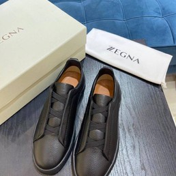 Мужские кроссовки Zegna 2022 кожаные черные