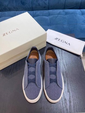 Мужские кроссовки Zegna 2022 синие текстильные