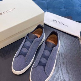 Мужские кроссовки Zegna 2022 синие текстильные