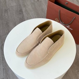 Женские лоферы Loro Piana 2022 замшевые светло-бежевые