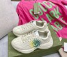 Женские кроссовки Gucci 2022-2023 белые с зеленым принтом Heart