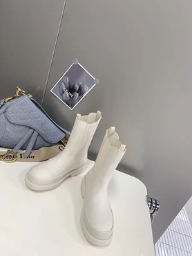 Женские ботинки Christian Dior Trial 2022 белые кожаные