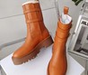 Женские ботинки Celine 2022 коричневые кожаные без шнурков