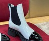 Женские ботинки Chanel 2022 белые кожаные с глянцевым носом