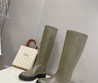 Женские сапоги Celine 2022 серо-зеленые кожаные без шнурков