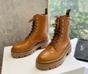 Женские ботинки Celine 2022 коричневые кожаные со шнурками