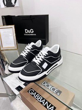 Мужские кроссовки Dolce & Gabbana 2022-2023 черные с белым кожаные