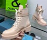 Женские ботинки Prada 2022 бежевые кожаные