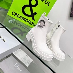 Женские кожаные ботильоны Christian Dior 2022 белые