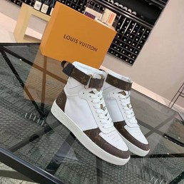 Женские высокие кеды Louis Vuitton 2022 белые с коричневым