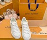 Женские кеды Louis Vuitton 2022 белые с коричневой пяткой