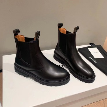 Женские ботинки Celine 2022 черные кожаные без шнуровки