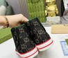 Кеды Gucci 2022-2023 черные текстильные с белым орнаментом