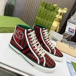 Кеды Gucci 2022-2023 красные текстильные с орнаментом