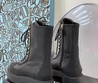 Женские высокие ботинки Chanel 2022 черные кожаные на шнурках