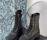 Женские высокие ботинки Chanel 2022 черные кожаные на шнурках