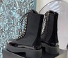 Женские высокие ботинки Chanel 2022 черные кожаные на шнурках с глянцевым носом