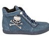 Мужские высокие кожаные кроссовки Philipp Plein Skull синие