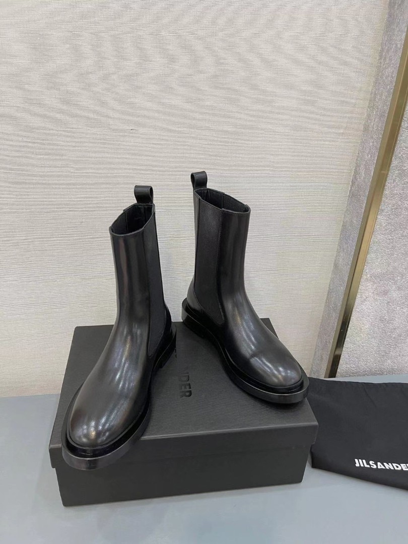 Женские ботинки Jil Sander 2022-2023 черные кожаные