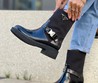 Женские ботинки Prada 2022 черные кожаные с застежкой
