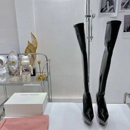 Женские кожаные ботфорты Amina Muaddi 2022