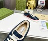 Кеды Gucci 2022 синие кожаные с мехом